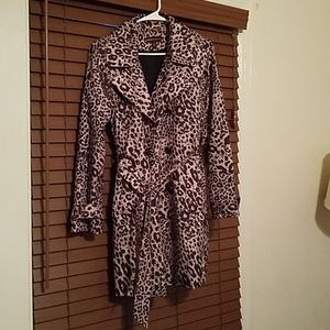 Leopard/Cheetah print rain coat trench coat